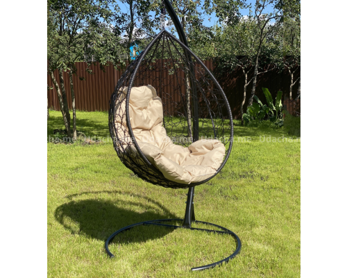 Подвесное кресло с ротангом ''Капля'' Чёрное